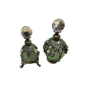 Perfume bottles / Vintage / Dispenser / Refill / Decanter / Green